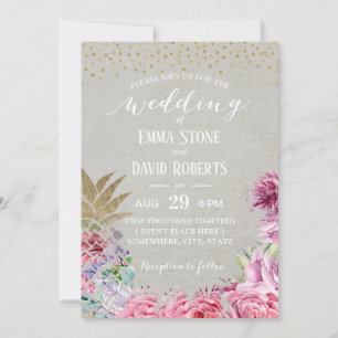 Convites Festa de casamento Tropical de Abacaxi