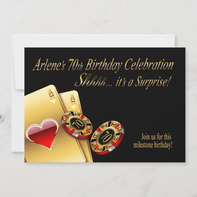 Convites Festa de Cassino com Estilo Vikki - PEÇA NOMES NAS (Frente)