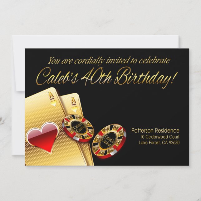 Convites Festa de Cassino do Caleb PERGUNTE-ME PARA COLOCAR (Frente)