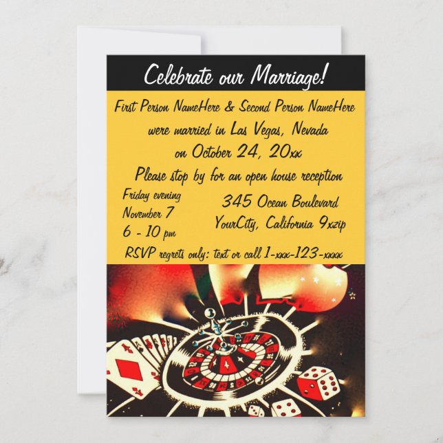 Convites Festa de Celebração de Casamento em Las Vegas (Frente)