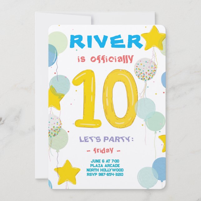 Convites Festa de Celebração de Dois Dígitos (Frente)