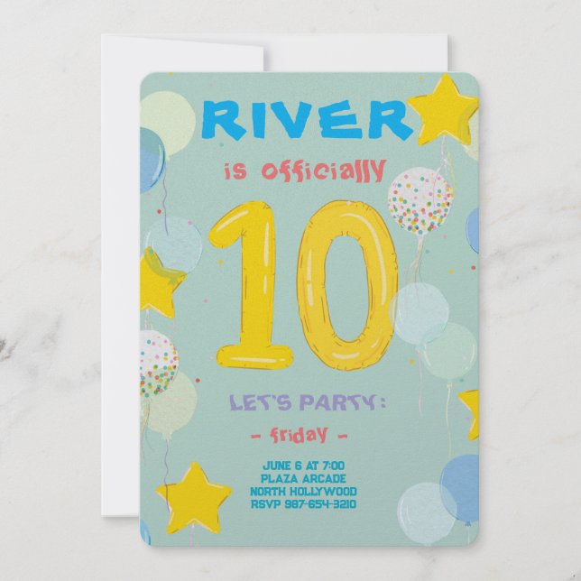 Convites Festa de Celebração de Dois Dígitos (Frente)