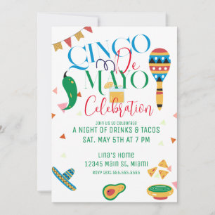 Convites Festa de Celebração do Cinco De Mayo de Taco
