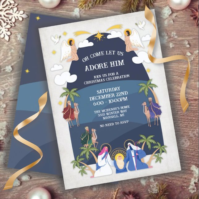 Convites Festa de Cena de Natal de Arch Religioso (Criador carregado)
