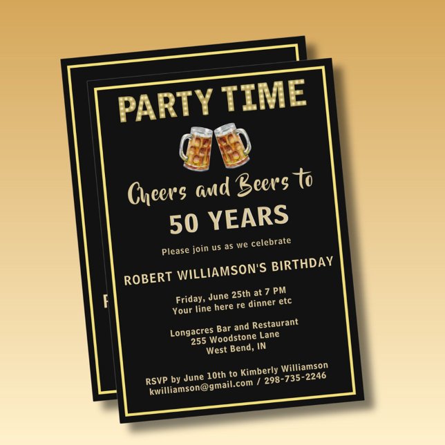 Convites Festa de Cerveja e Aplaudimentos 50 Anos (Qualquer (Criador carregado)