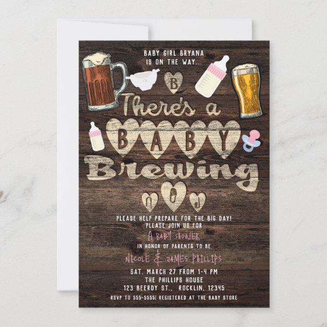 Convites Festa de Cerveja para Bebê Papai Vai Ser Chuveiro  (Frente)