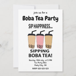 Convites Festa de Chá Boba Chá Bubble Tea Chá Boba