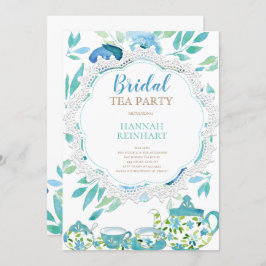 Convites Festa de chá com Chá de panela azul