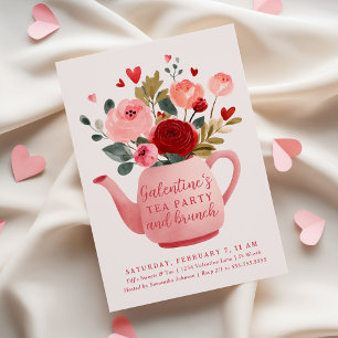 Convites Festa de Chá da Galentine & Brunch do Dia dos Namo
