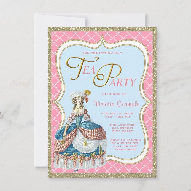 Convites Festa de Chá da Marie Antoinette (Frente)