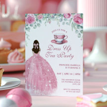 Festa de Chá da Princesa Vestido Rosa com Brilho F