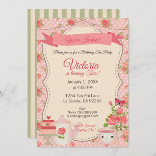 Convites Festa de chá de açúcar e especiarias (cor-de-rosa)
