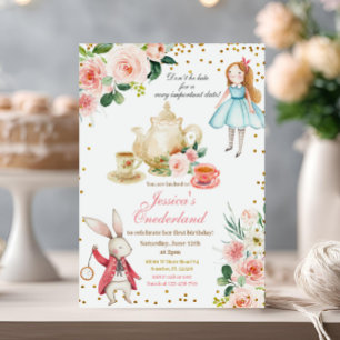 Convites Festa de chá de aniversário da Alice e do Coelho