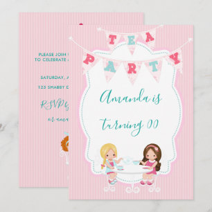 Convites Festa de Chá de Aniversário de Menina Personalizad