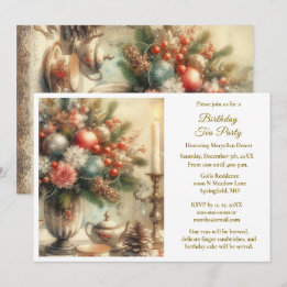 Convites Festa de Chá de Aniversário Elegante 