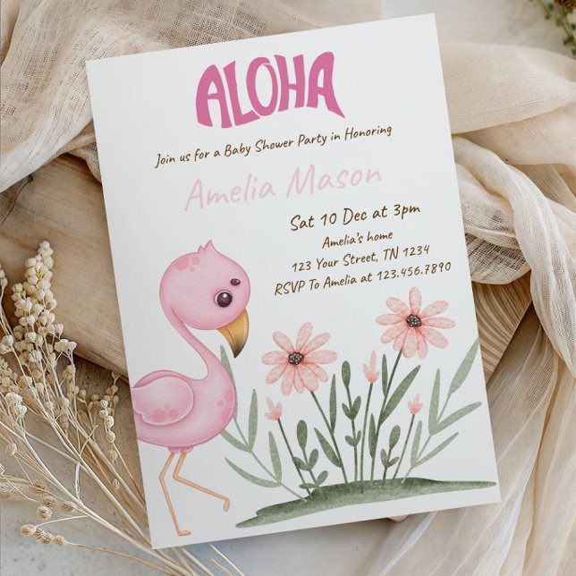 Convites Festa de Chá de Bebê Aloha - Chá de Bebê Tropical  (Criador carregado)