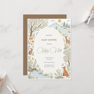 Convites Festa de Chá de Bebê Aquarela de Animais da Flores