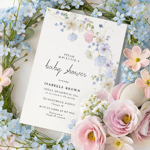 Convites Festa de Chá de Bebê com Borda Floral Suave
