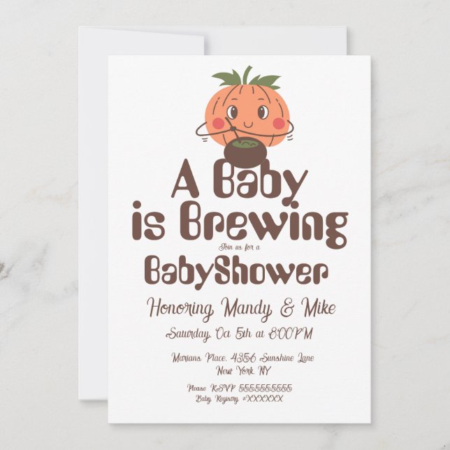 Convites Festa de Chá de Bebê de Abóbora Cervejaria Hallowe (Frente)