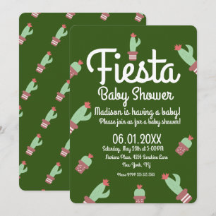 Convites Festa de Chá de Bebê de Borda de Cacto Moderna