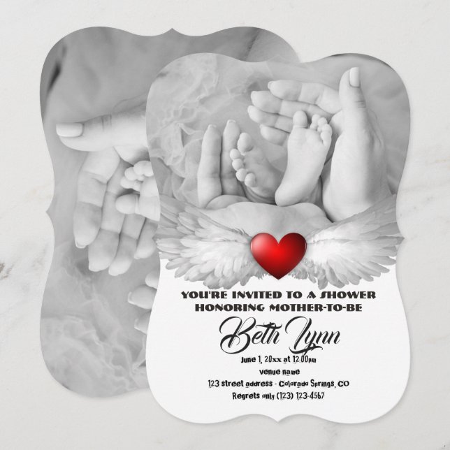 Convites Festa de Chá de Bebê Festa de Expectativa Destino  (Frente/Verso)