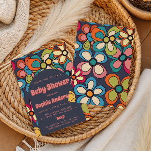 Convites Festa de Chá de Bebê Floral Colorido Retro Boho do