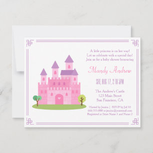 Convites Festa de Chá de Bebê Menina Castelo da Princesa Ro