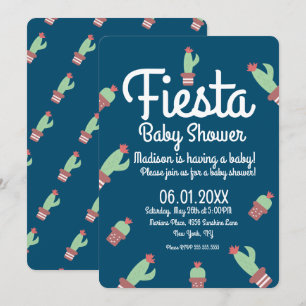 Convites Festa de Chá de Bebê Moderno com Borda de Cactus