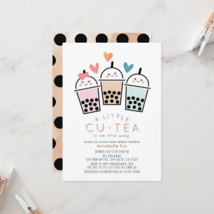 Convites Festa de Chá de Bolha Boba Colorida para Chá de Be