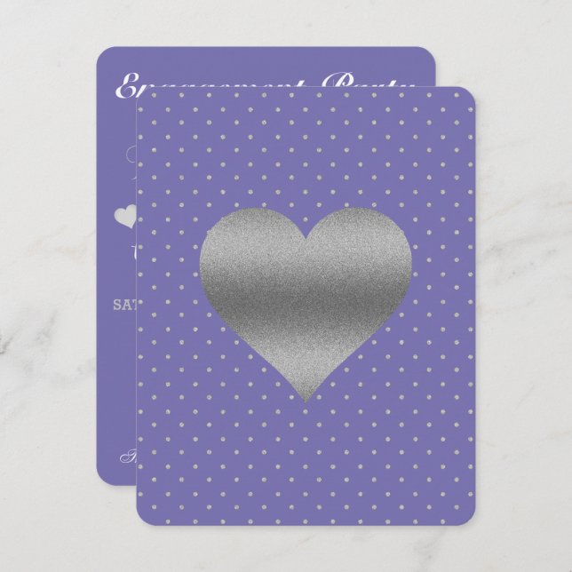 Convites Festa de Chá de Bolinhas de Prata de Plum Roxo (Frente/Verso)