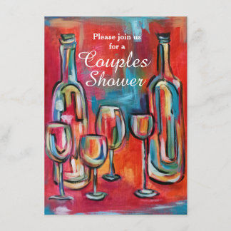 Convites Festa de Chá de casamento de Casais de vinho