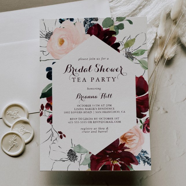 Convites Festa de Chá de Chá de panela Ilustrada de Aquarel (Criador carregado)