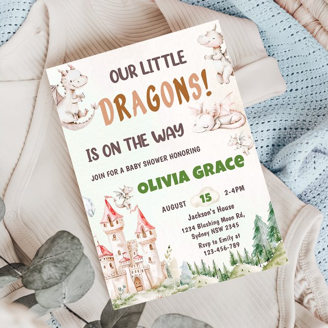 Convites Festa de Chá de fraldas de Dragão Cujo (Criador carregado)