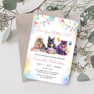 Convites Festa de Chá de fraldas de Gato Gatinho