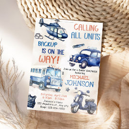 Convites Festa de Chá de fraldas do Garoto Policial