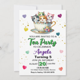 Convites Festa de Chá de Gatinhos Fofos para Aniversário de