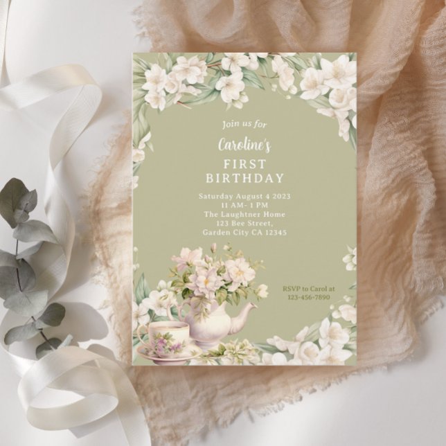 Convites Festa de Chá de Jardim Flor Qualquer Aniversário d (Criador carregado)