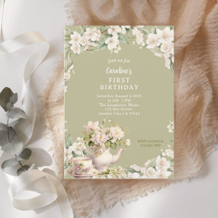 Convites Festa de Chá de Jardim Flor Qualquer Aniversário d