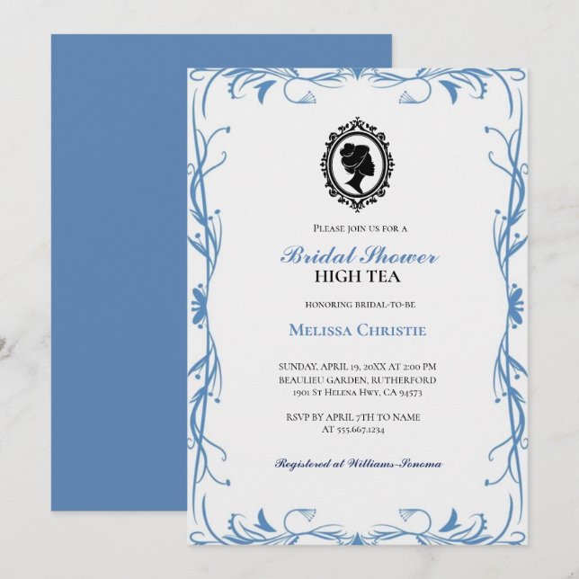 Convites festa de chá de jardim high tea, lindo pastel suav (Frente/Verso)