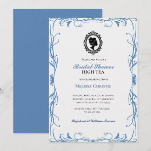 Convites festa de chá de jardim high tea, lindo pastel suav