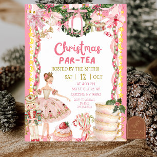 Convites Festa de Chá de Natal da Menina Rosa com Fantasia