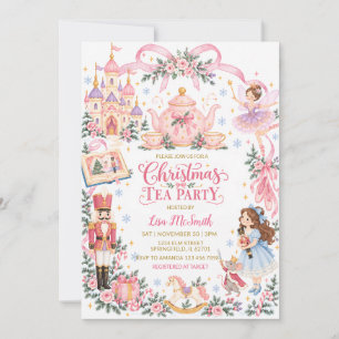 Convites Festa de Chá de Natal Rosa Caprichosa