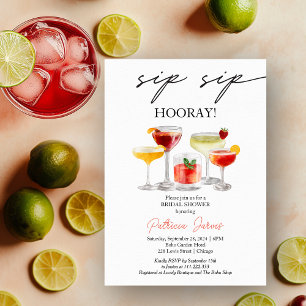 Convites Festa de Chá de Noiva com Coquetel Sip Sip Hooray