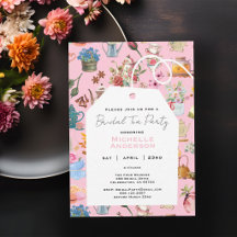 Festa de Chá de Noiva com Flores Rosa Rústicas no 