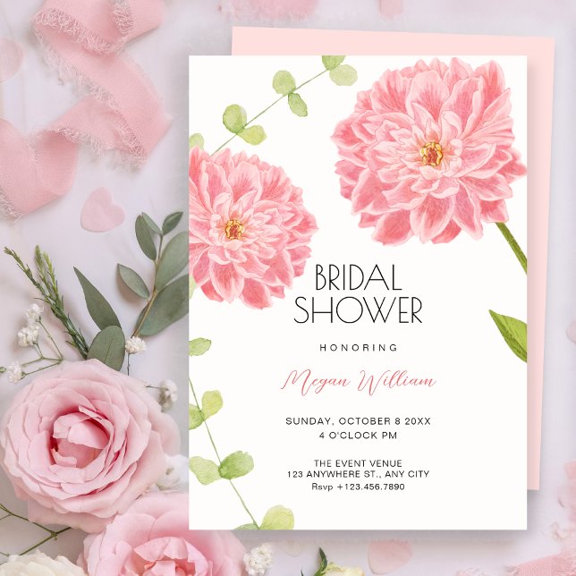 Convites Festa de chá de noiva de flor rosa em flor  (Criador carregado)