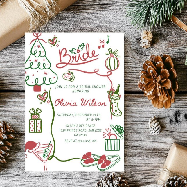 Convites Festa de Chá de Noiva de Natal Elegante (Criador carregado)