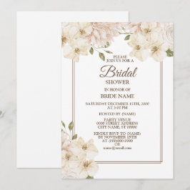 Convites Festa de Chá de Noiva Moderna com Moldura Floral R