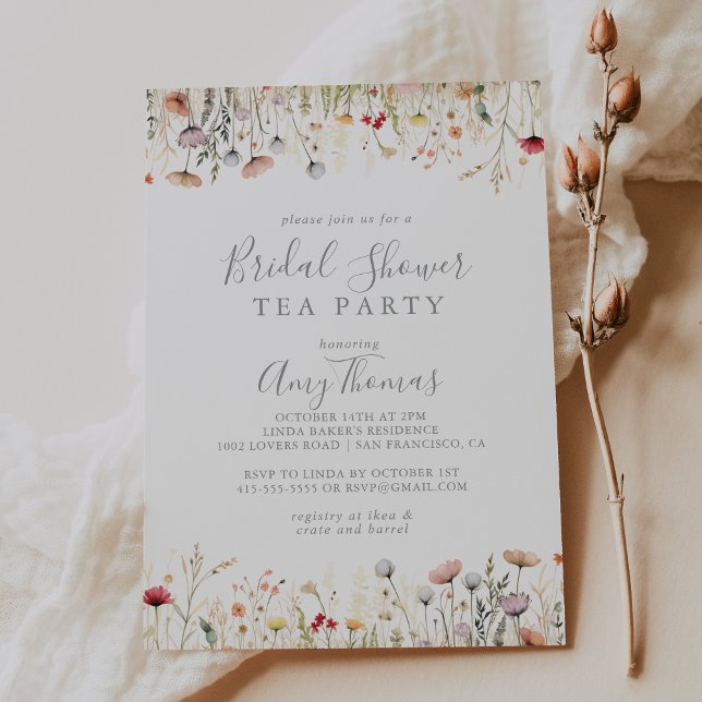 Convites Festa de Chá de Noivado Boho Feliz com Flores Silv (Criador carregado)