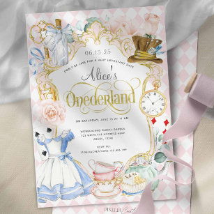 Convites Festa de chá de ódio louco por Alice's Onederland
