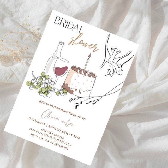 Convites Festa de Chá de panela de Arte de Linha Elegante (Criador carregado)